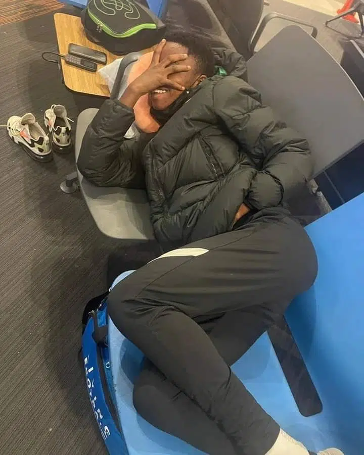 Nigerian Falconets Sleep on Cold Airport Floor after being left stranded [photos]