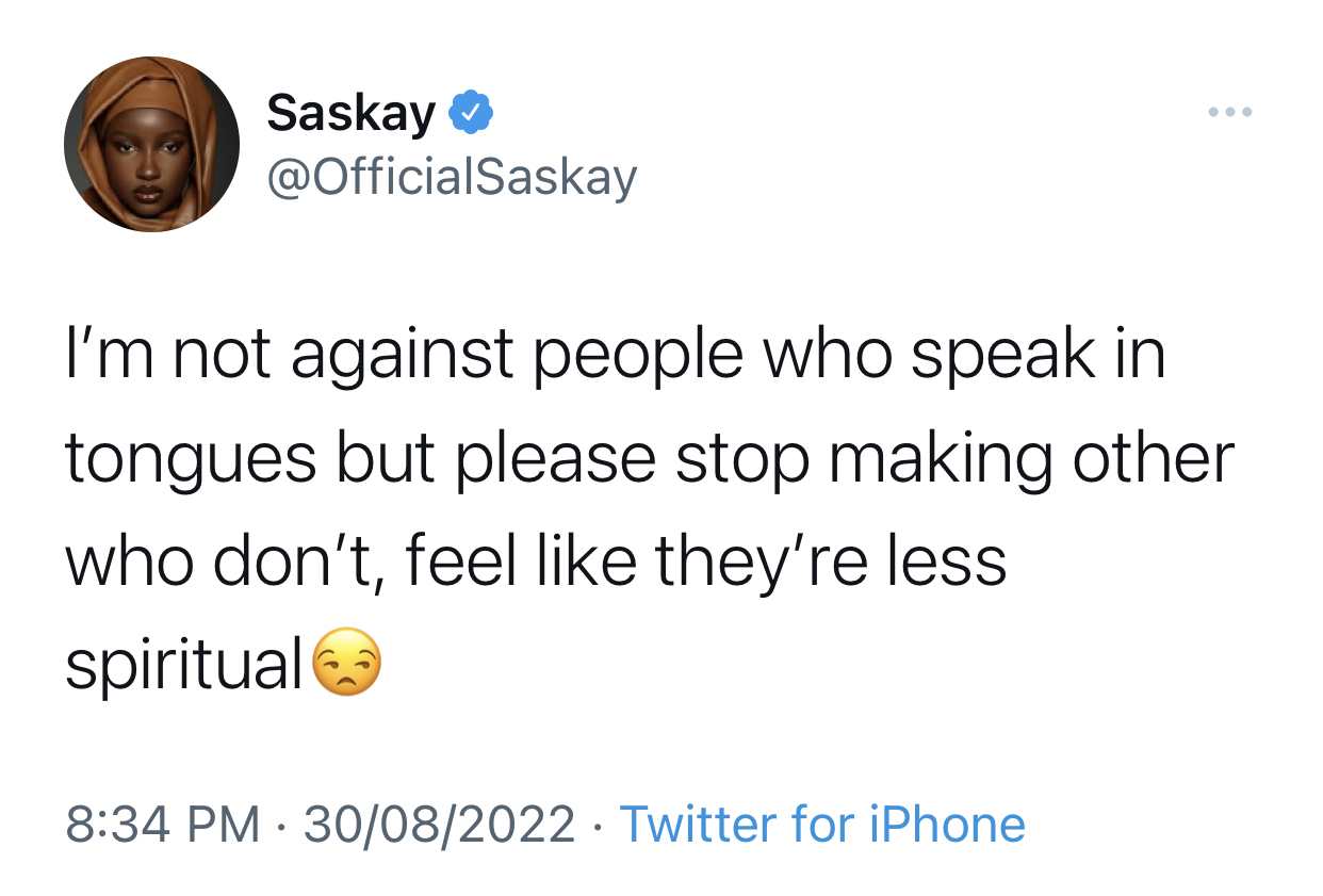 BBN’s Saskay Calls out people who speak in tongues