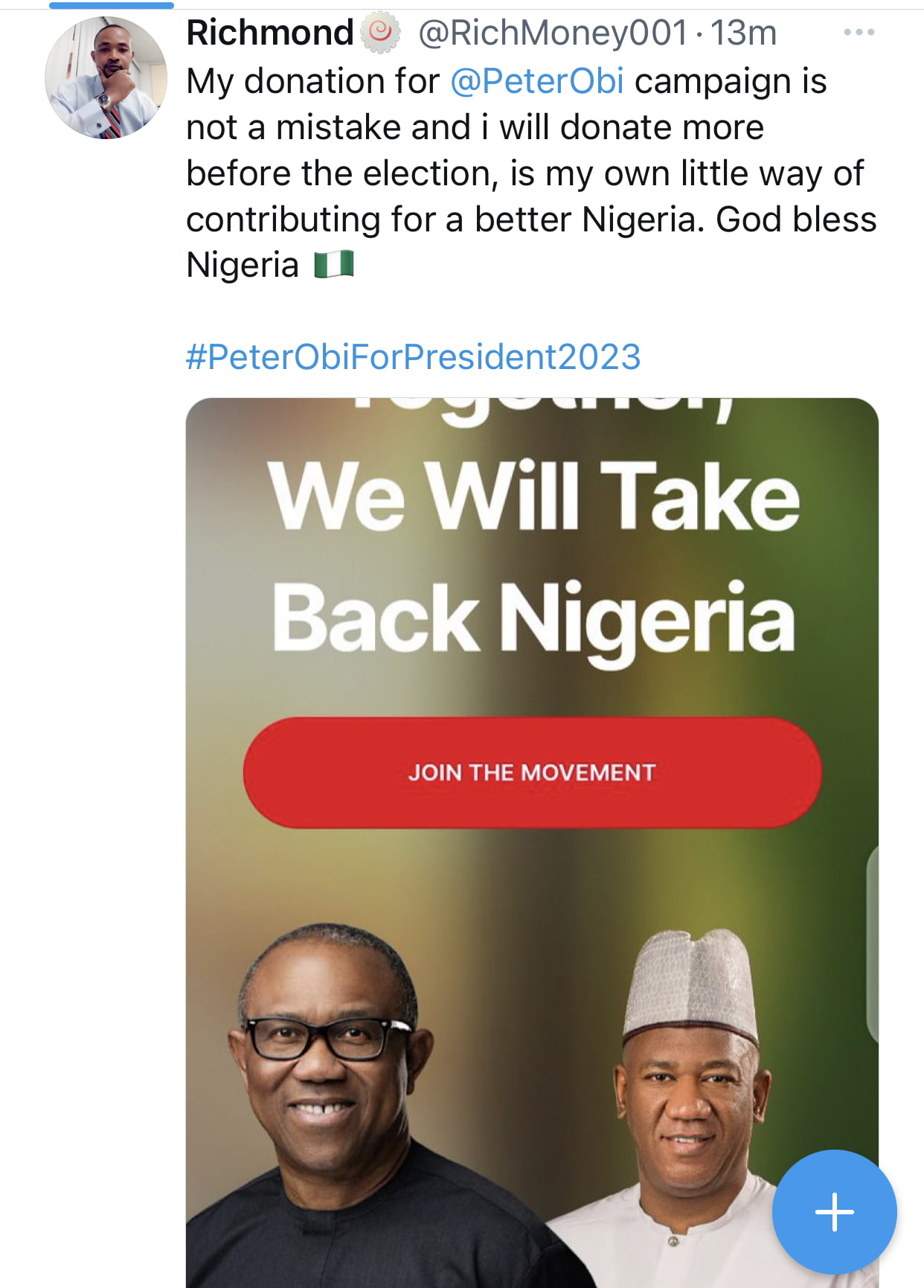 Hope for Peter Obi as man donates 9 months savings to his campaign [Photos]