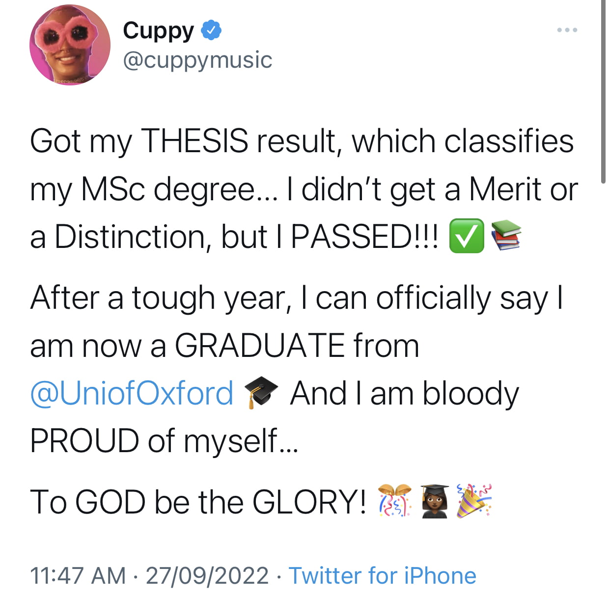 I managed to pass - DJ Cuppy celebrates as she graduates Oxford university