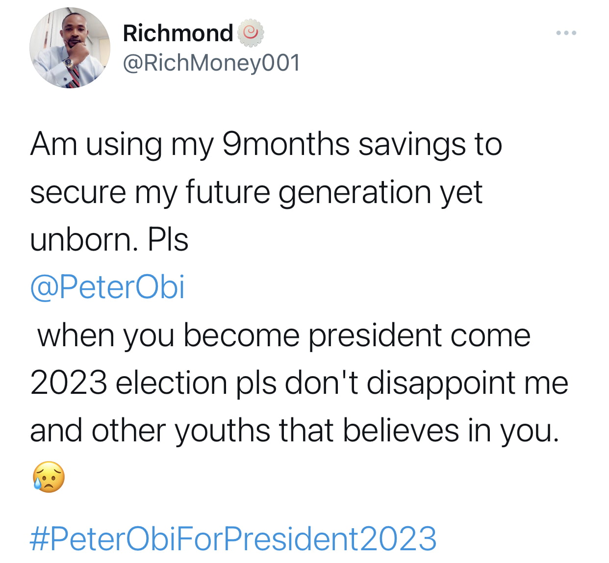 Hope for Peter Obi as man donates 9 months savings to his campaign [Photos]