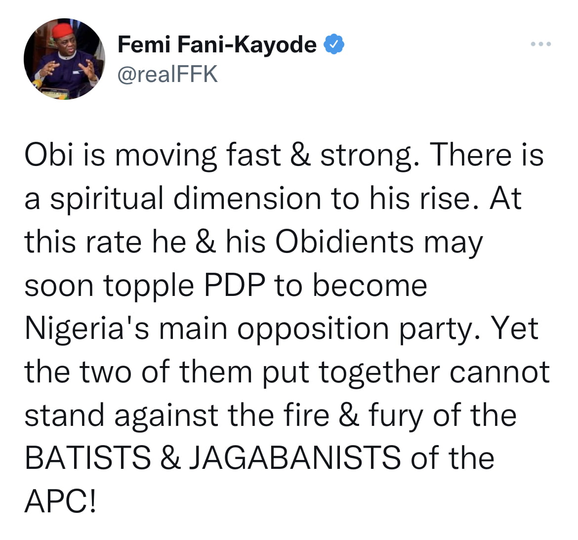 Peter Obi is getting stronger, may replace Atiku as main opposition - FFK confesses