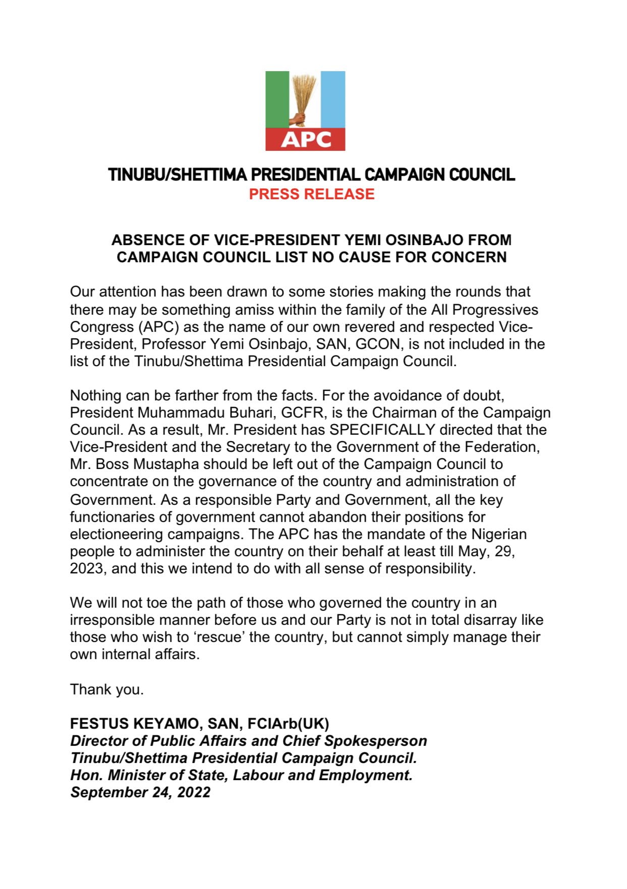 Did the APC name a dead man in its Presidential Campaign Council?