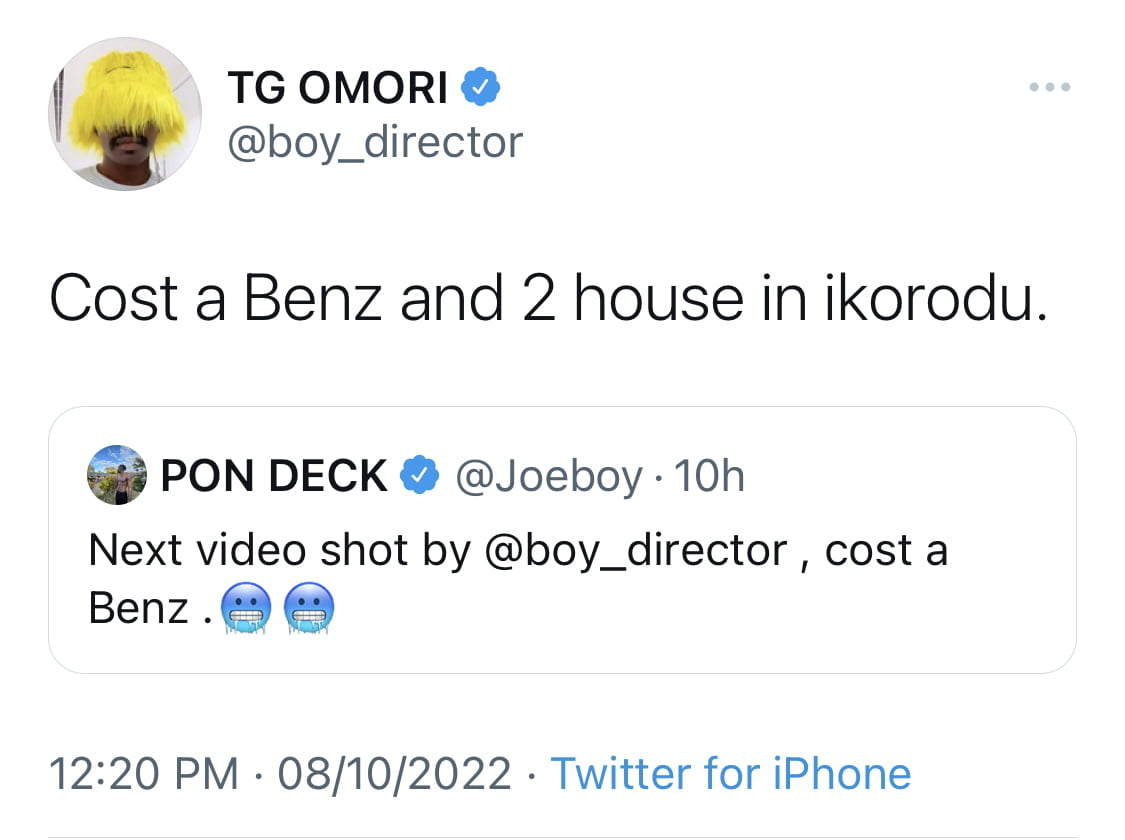 Rapper Blaqbonez makes immediate u-turn on hiring Director TG Omori for music video after N21m billing [photos]