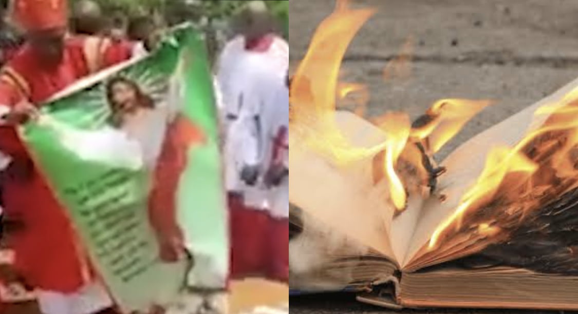 Jesus Christ is fake – Priest declares as he burns holy Bible in Edo state [video]