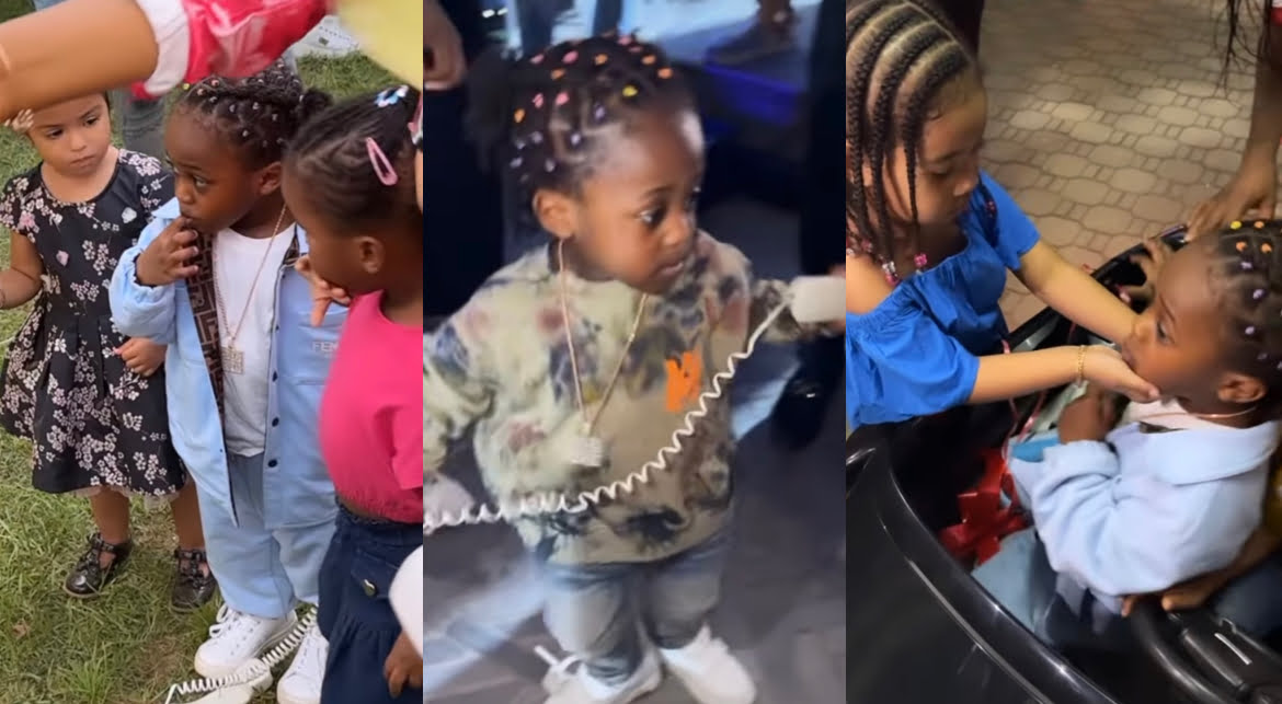 Like father like son – Man hails davido’s son ifeanyi as he mingles with little girls at birthday party [watch cute videos]