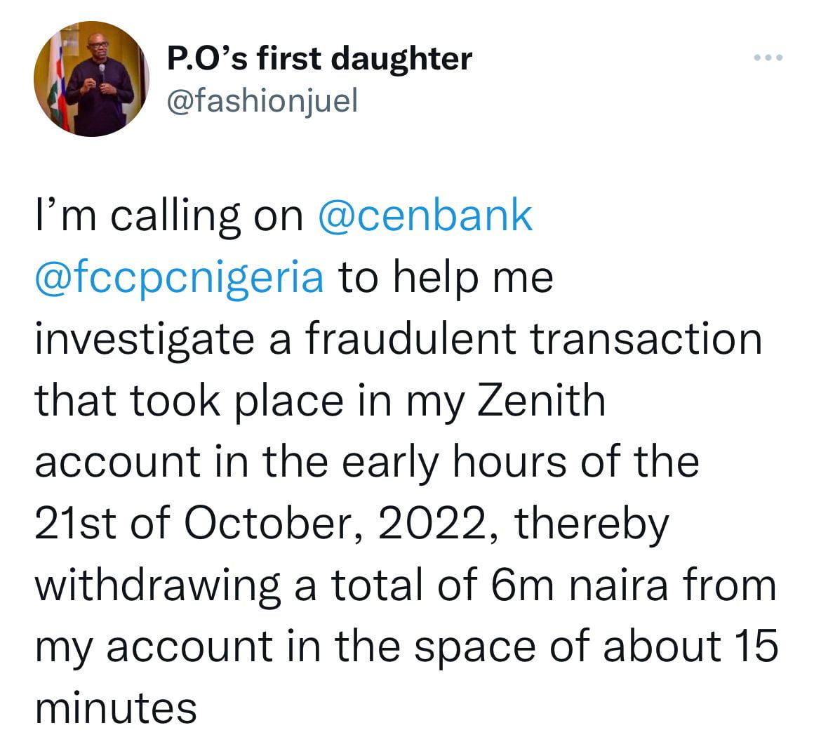 How N6m was withdrawn from my bank account in 15 minutes - Lady calls out Zenith Bank