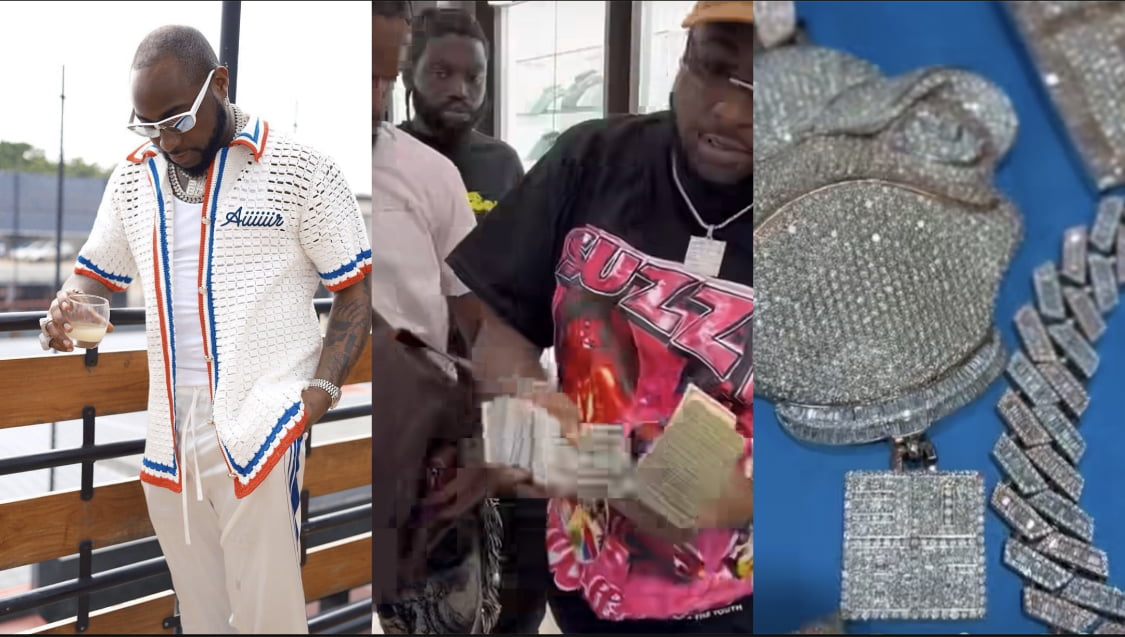 Musician Davido splashes over N47million cash on jewelry [video]