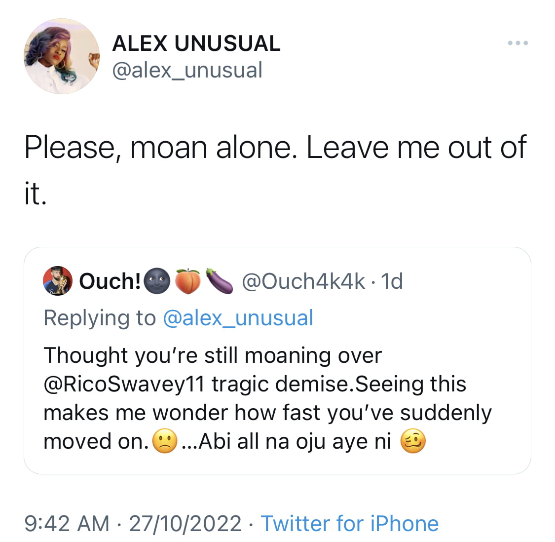How can you move on so fast ? - Fans call out BBNaija Alex for posting “beautiful pictures” days after Rico Swavey’s death [photos]