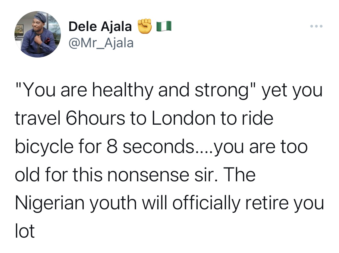 Lift bag of rice and we’d vote for you - Nigerians React to video of Tinubu riding bicycle