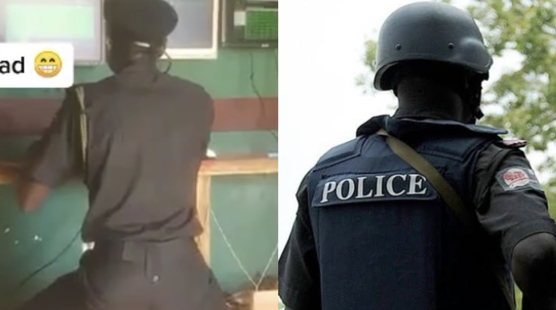 Country Hard! – Nigerians react as Policeman is seen at Bet9ja shop placing bet [video]