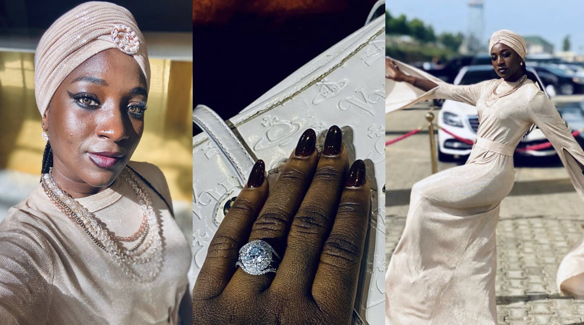 “Who is he” – Fans quiz deborah enenche as she flaunts engagement ring again [photos]