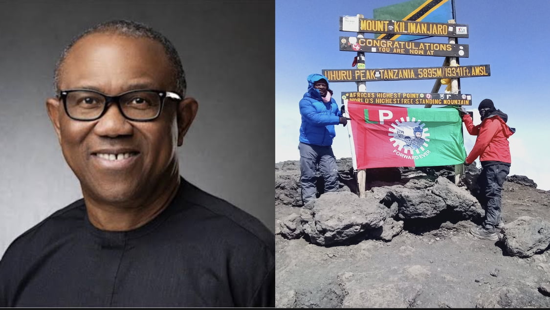 Man climbs Mount Kilimanjaro for 10 hours to Plant Labour Party Flag in support of Peter Obi [video]