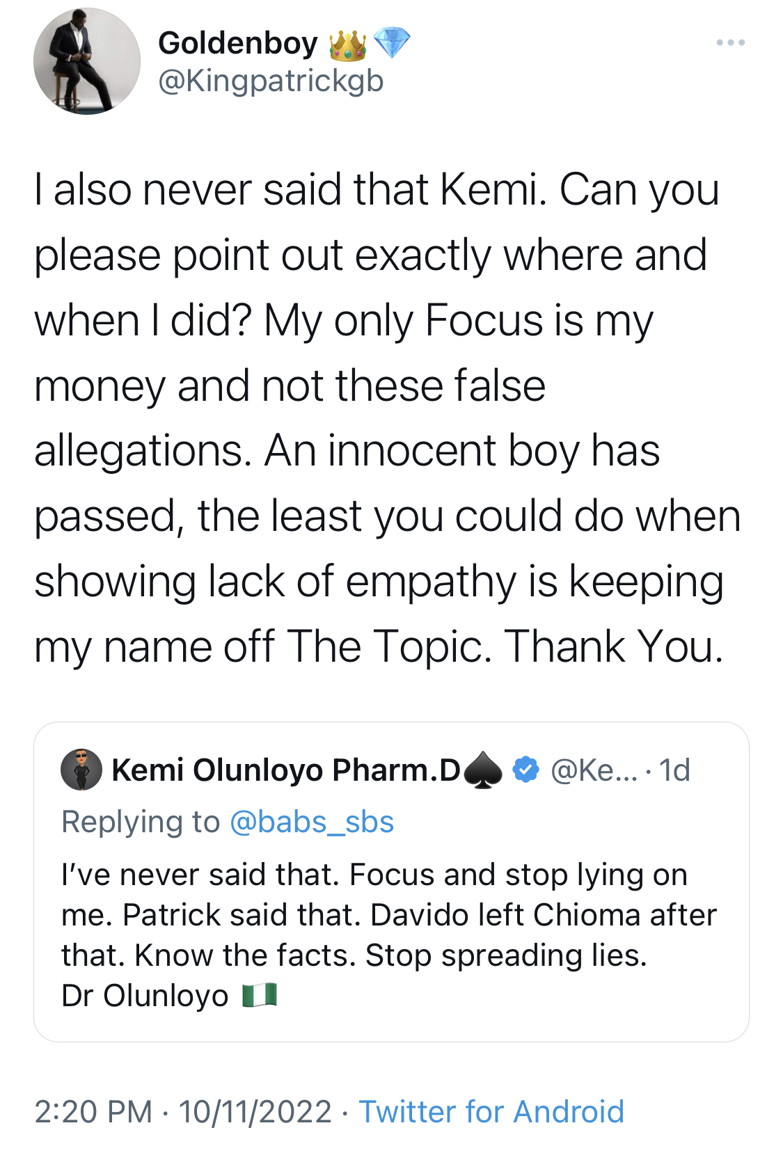 Golden Boy CEO Patrick finally breaks silence on possession of Peruzzi and Chioma sextape