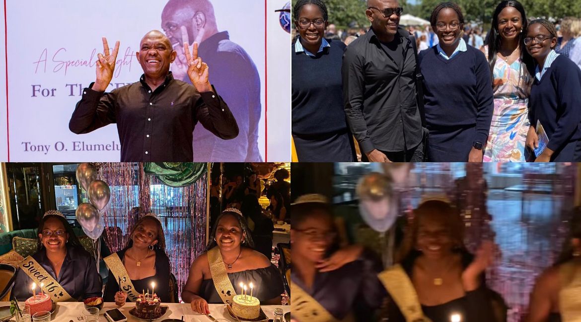 Billionaire Tony Elumelu celebrates his triplet daughters as they turn 16 [photos]