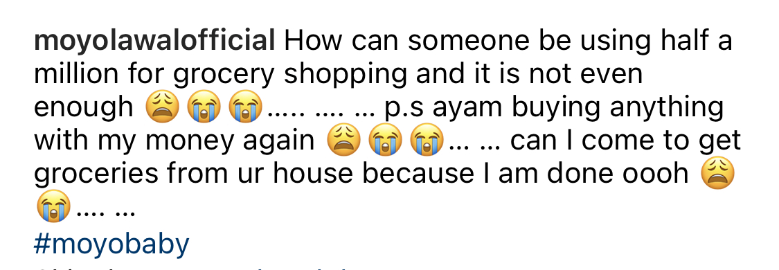 I spend more than 500k on groceries and it’s not enough - Actress Moyo Lawal laments