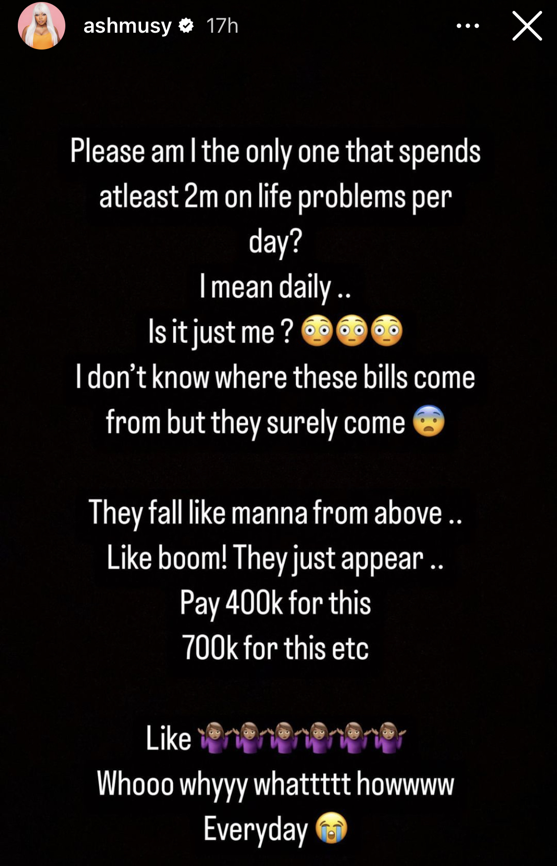 I spend at least N2M per day - Influencer Ashmusy laments rising expenses [photos]