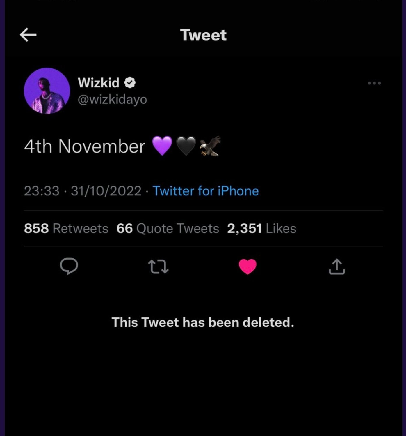 wizkid takes dwon his tweet in solidarity with davido