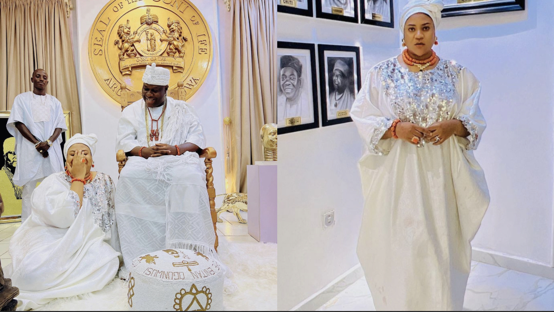 Actress Nkechi Blessing Visits Ooni in his palace with a ‘big smile’ [photos]