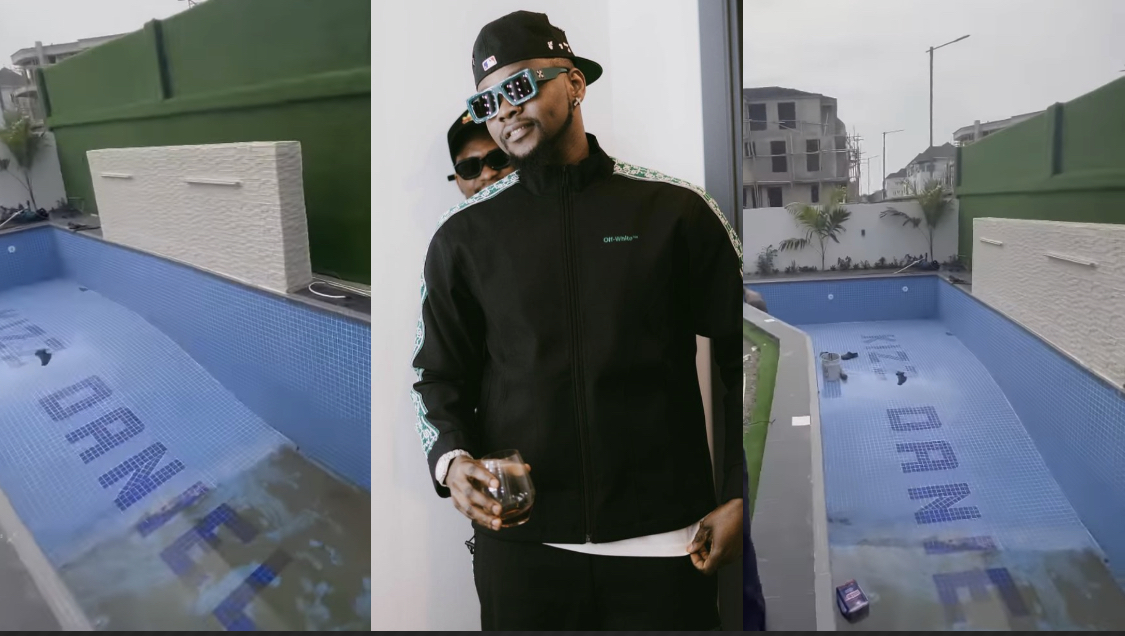 Cover it, you have little kids too – Kizz Daniel warned as he shows off large swimming pool inside mansion [video]