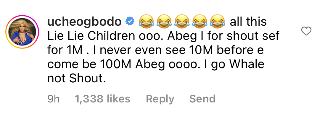 I have never seen N10M In my life - Actress Uche Ogbodo knocks BBNaija Beauty for saying N100M is change to her