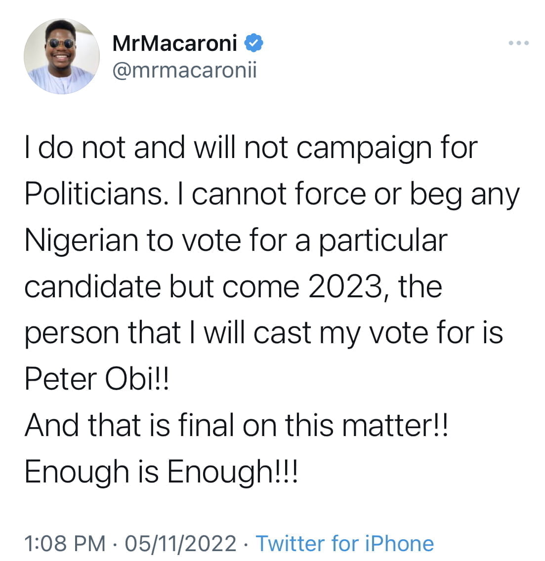 Tinubu will be your president whether you like it or not - APC Youth Leader threatens, Mr Macaroni reacts