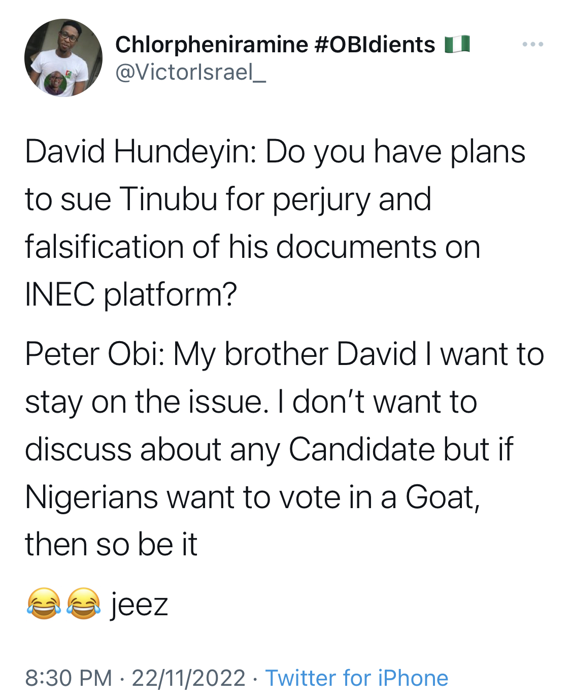 Moment Tinubu reportedly sneaked into Peter Obi’s Twitter interview [photo]