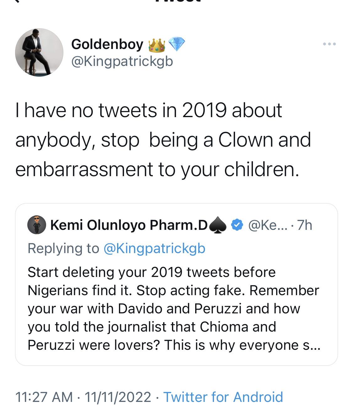 Golden Boy CEO Patrick finally breaks silence on possession of Peruzzi and Chioma sextape