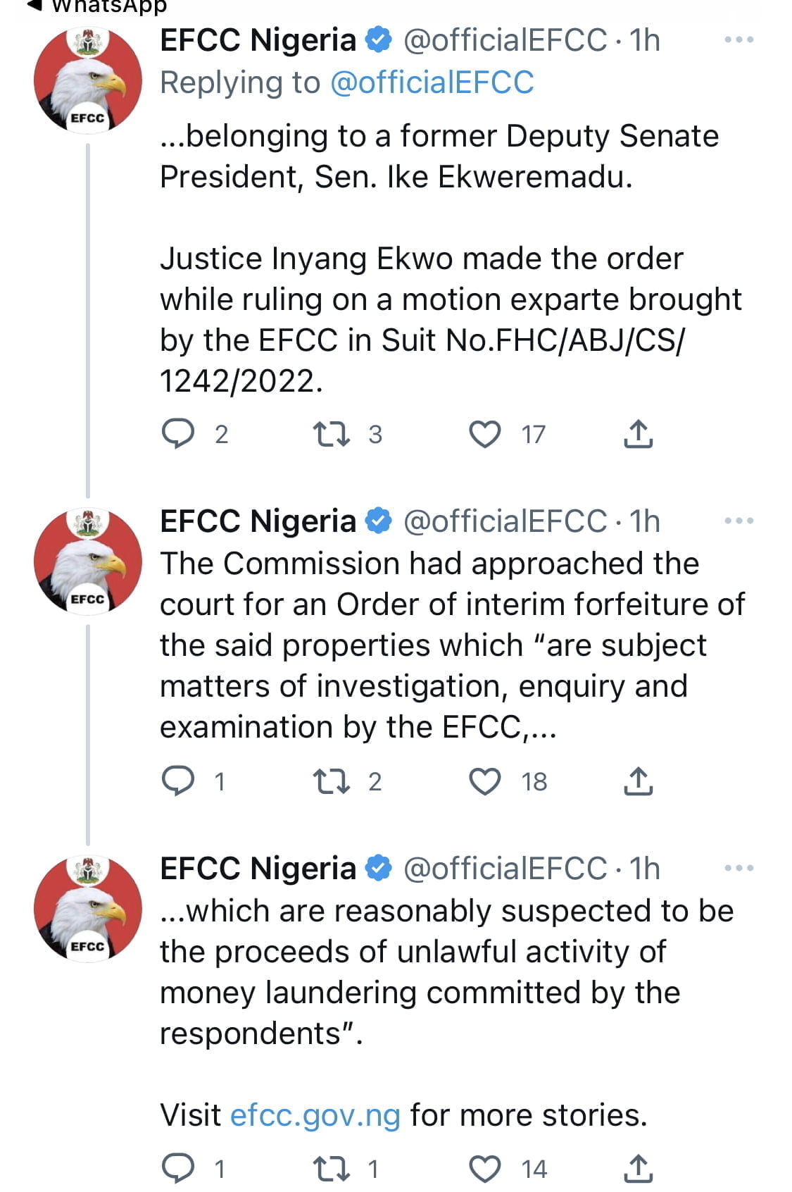 Amidst Organ Harvesting Charges in UK, EFCC Seizes 40 Properties of Ex-Senate President Ekweremadu [photos]