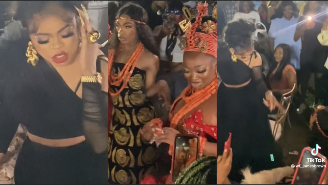 Bobrisky, Papaya Ex almost come to blows in housewarming party as James kneels to acknowledge him [video]