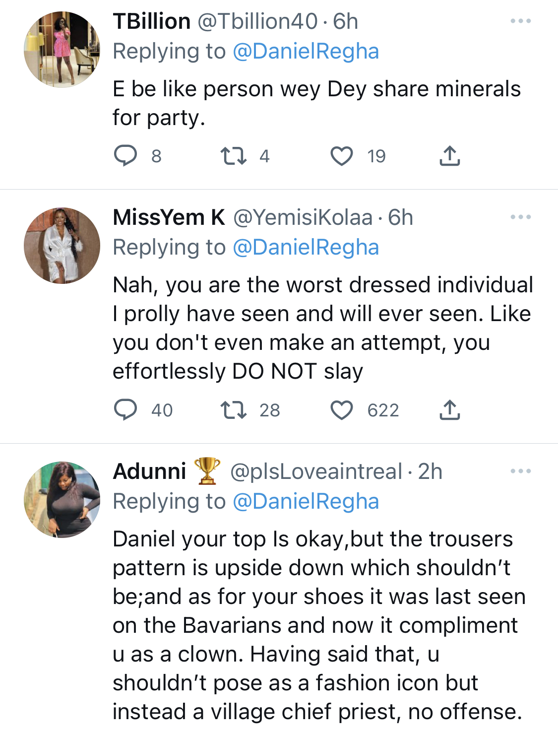 You look like a village champion - Nigerians blast Twitter critic Daniel Regha over his outfit [photos]