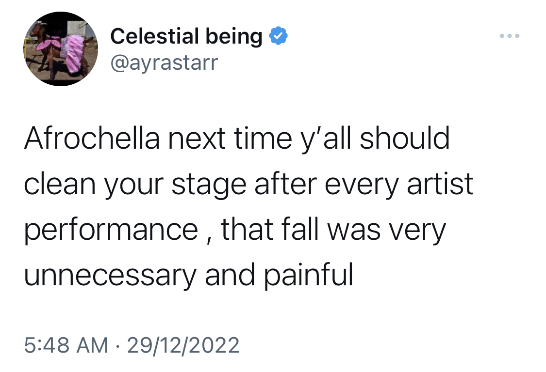Clean your stage, that fall was very painful - Singer Ayra Starr blasts Afrochella