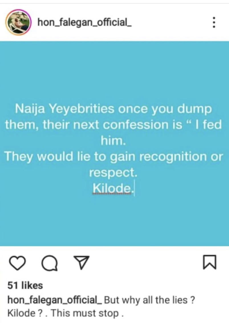 Once you dump them, they say they fed you - Nkechi Blessing’s Ex Falegan shades her, Tonto Dikeh