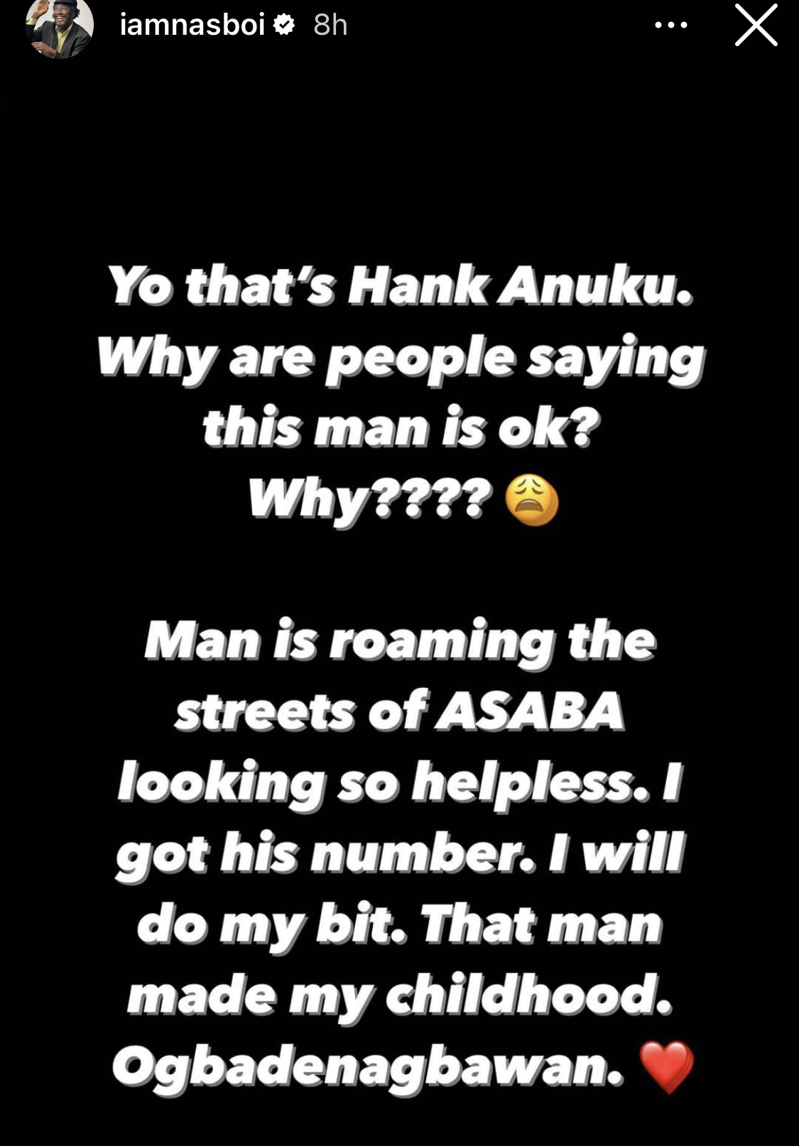 Hanks Anuku not well, roaming the streets of Asaba - Comedian Nasboi shares new video of actor [video]