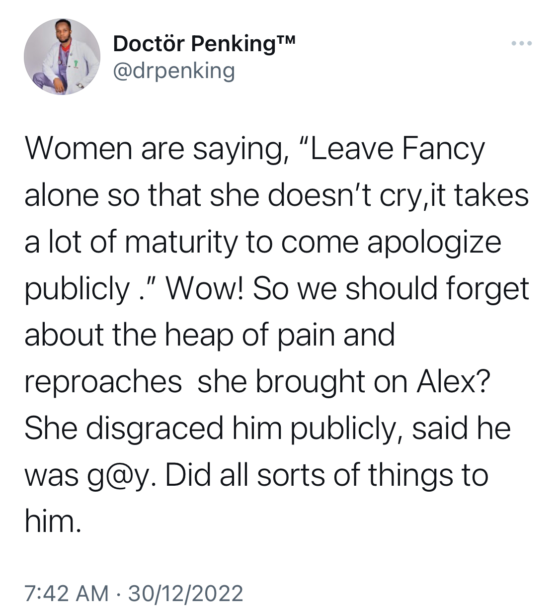 Maybe she was the witch stopping his progress - Influencer Dr Penking says about Alex Ekubo’s Ex-fiancée Fancy Acholonu