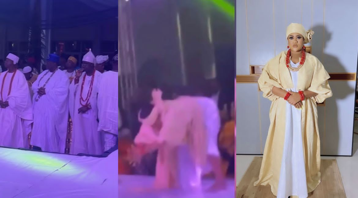 Panic as Nkechi Blessing Twerks aggressively in Ooni of Ife’s face [video]