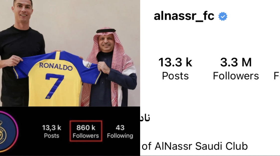 Saudi Club Al Nassr followers skyrocket to millions hours after announcing Cristiano Ronaldo signing [photos]