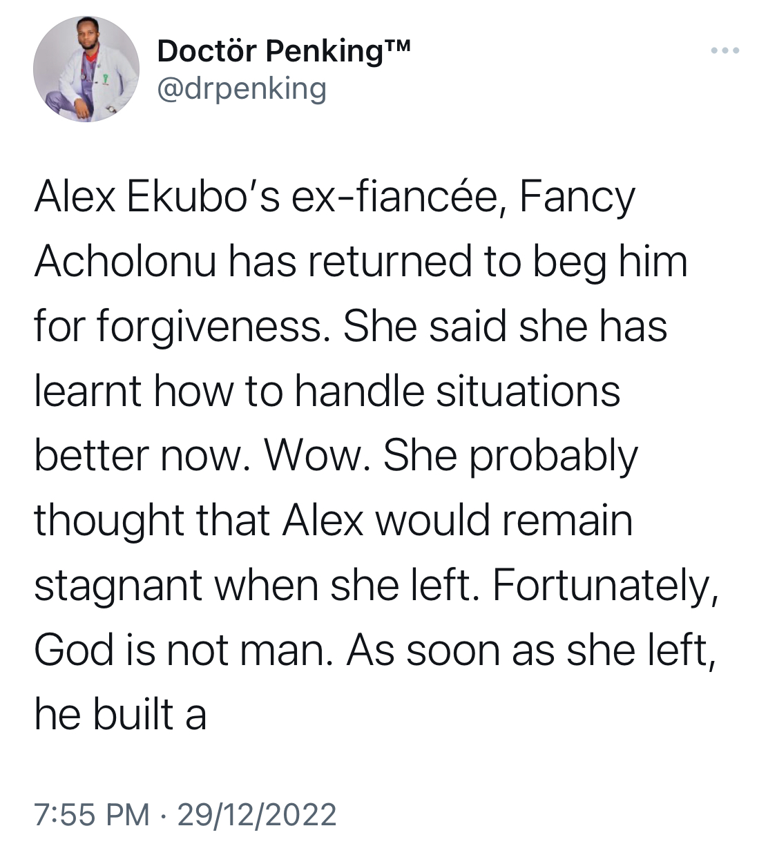 Maybe she was the witch stopping his progress - Influencer Dr Penking says about Alex Ekubo’s Ex-fiancée Fancy Acholonu