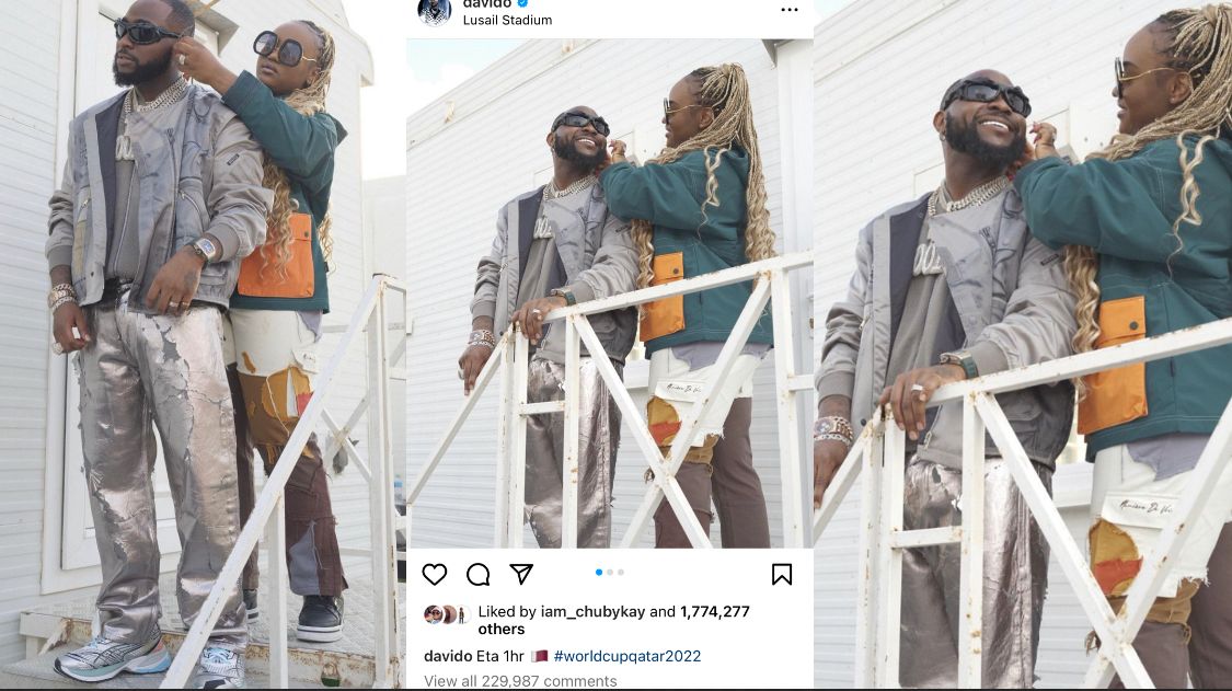 Davido-Chioma World Cup Pictures break record for most liked by Nigerian celebrity on Instagram