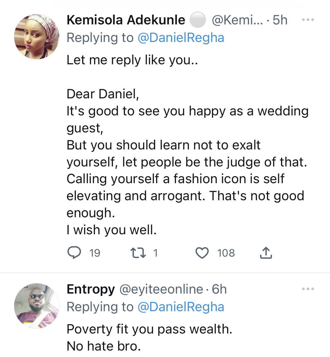 You look like a village champion - Nigerians blast Twitter critic Daniel Regha over his outfit [photos]