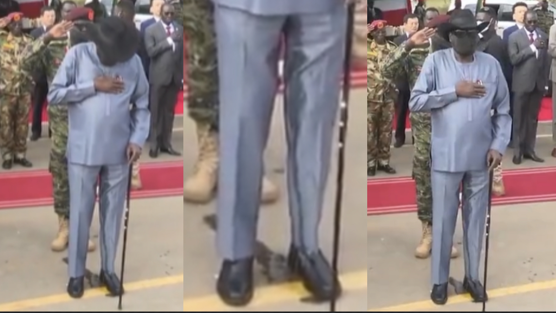 Shock as South Sudan President Mayardit Pees himself in Public [video]