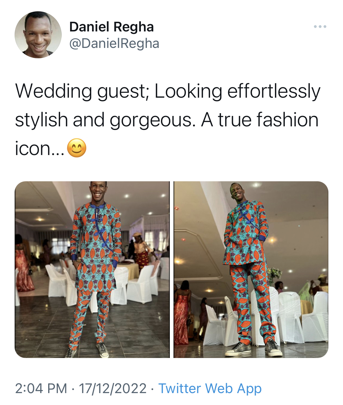 You look like a village champion - Nigerians blast Twitter critic Daniel Regha over his outfit [photos]