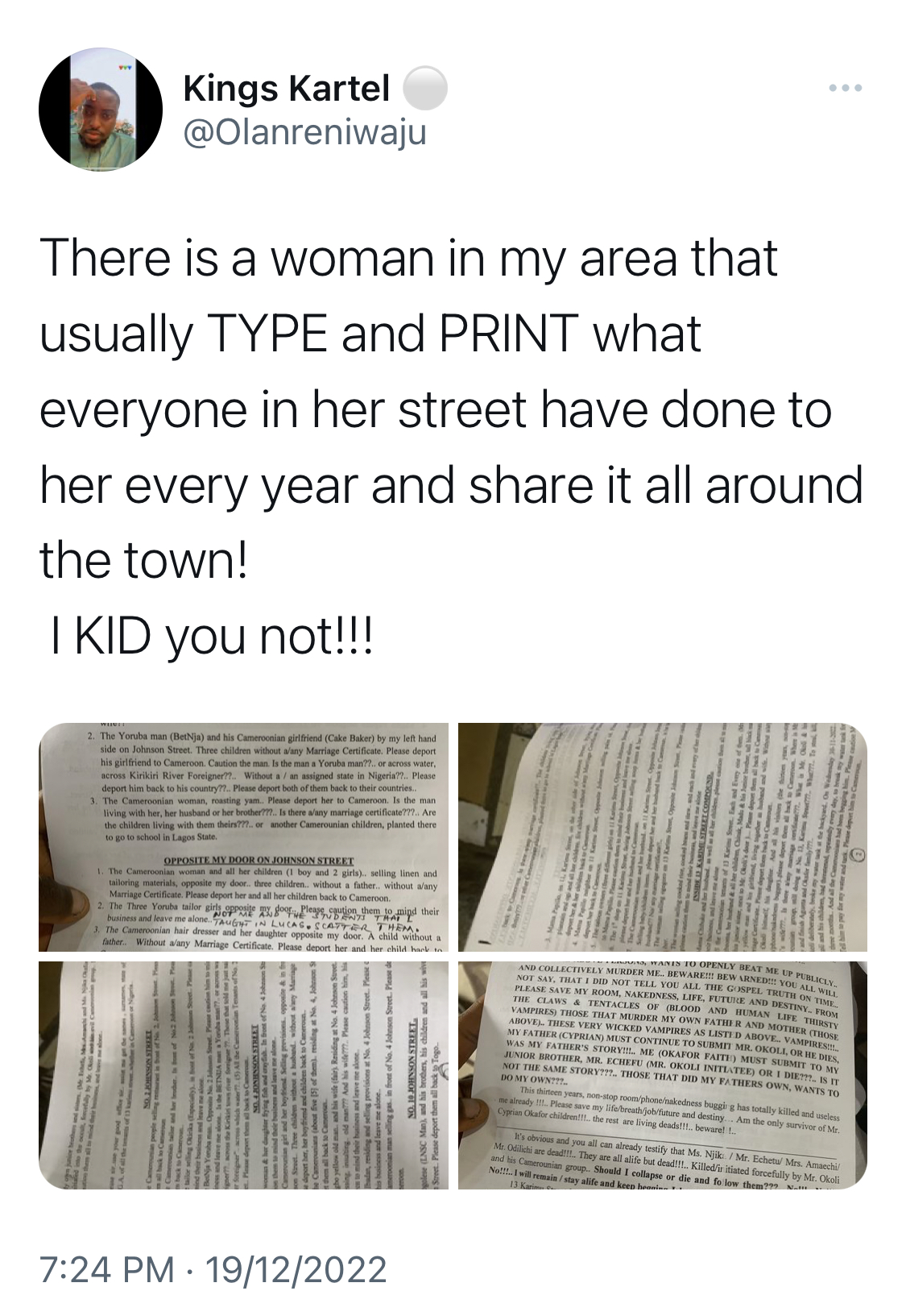 End of year Drama as woman writes and prints offenses by Neighbours against her annually [photos]