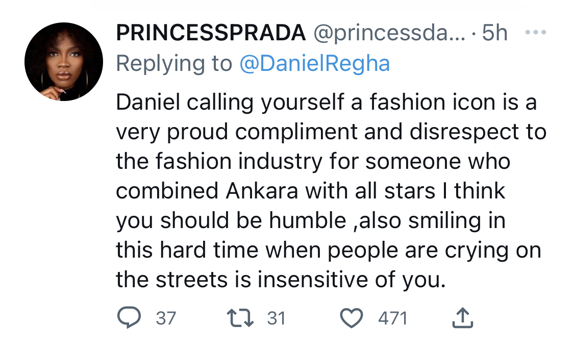 You look like a village champion - Nigerians blast Twitter critic Daniel Regha over his outfit [photos]