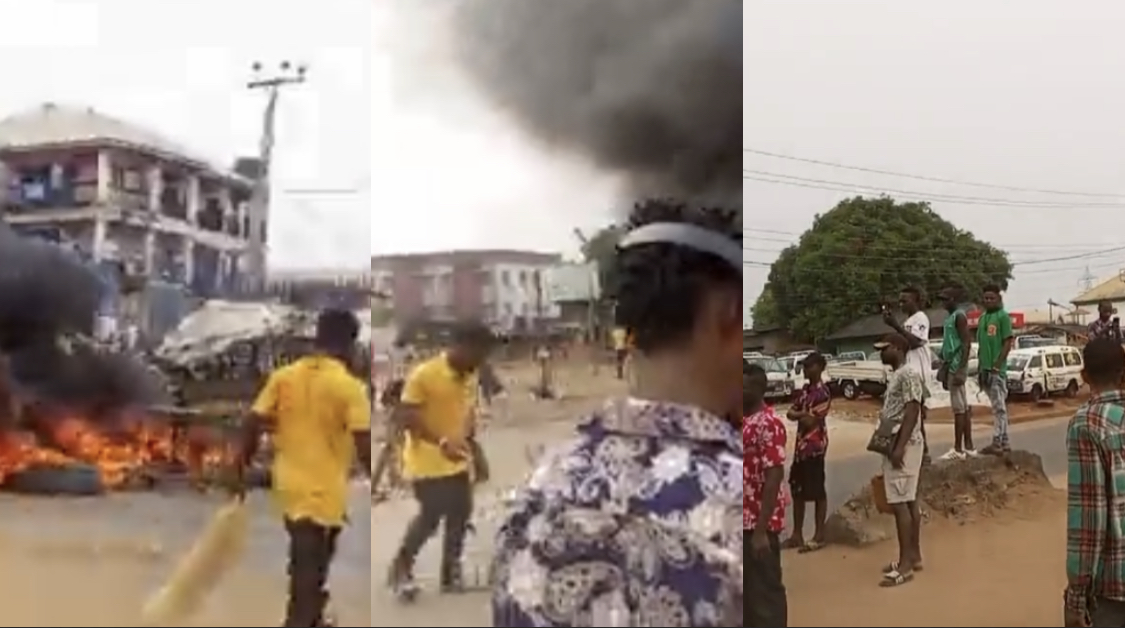 Pandemonium as Youths stage protest in Benin over Fuel Price Hike/Scarcity [video]
