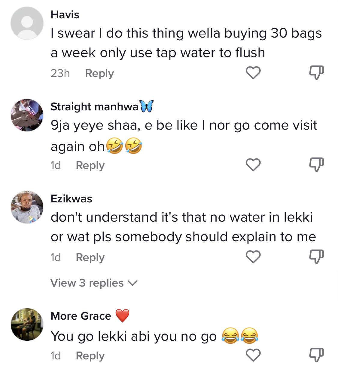 No water here - Lekki big boys lament as they result to using bags of sachet water to take bath [video]