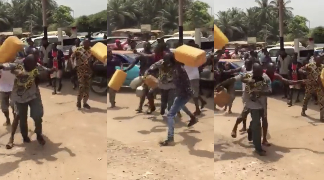 Man flees for his life after angry youth brutalize him for shouting ‘Vote APC’ in fuel queue at filling station [video]