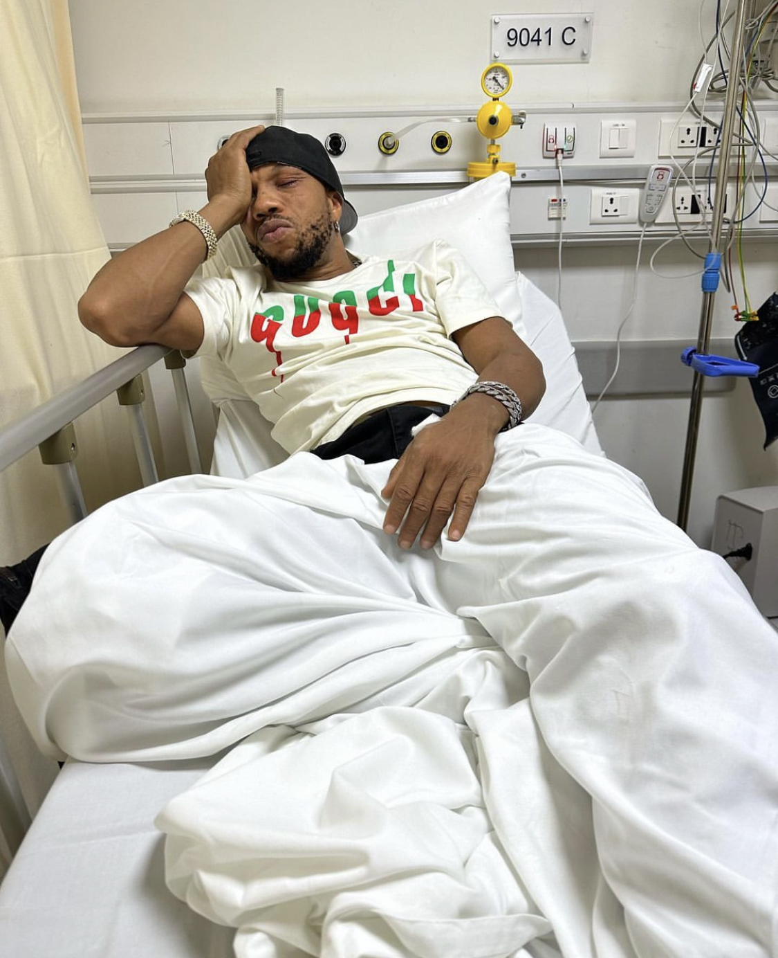 Actor Charles Okocha hospitalized after narrowly surviving ghastly car accident at 3rd Mainland Bridge [photos]