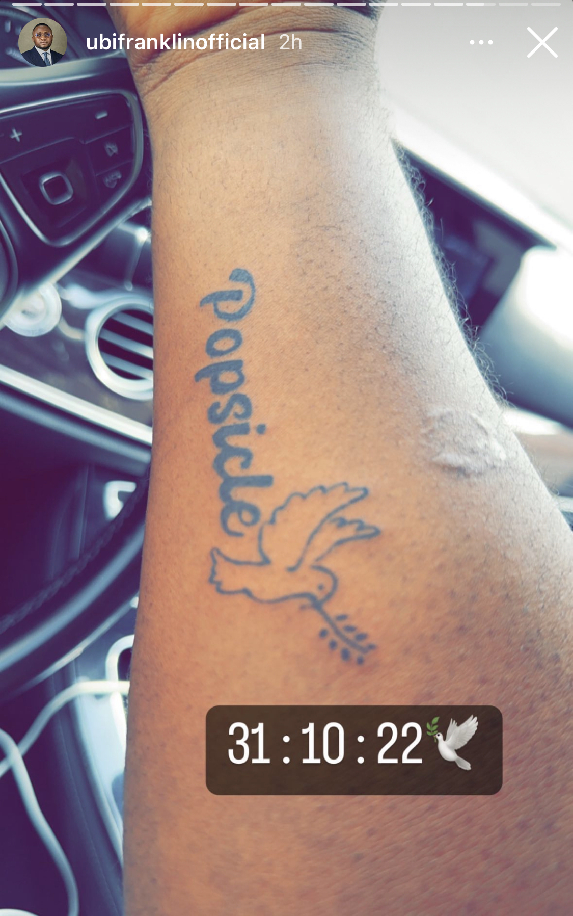 Ubi Franklin pays Tribute to Davido’s Late Son Ifeanyi with Tattoo of him [photos]