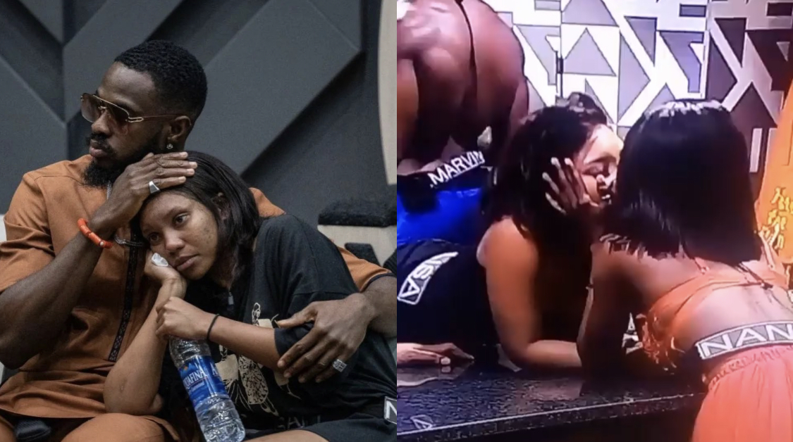 Shock as Female housemates Nelissa and Nana Lock Lips, Yemi spies on Khosi and Thabang [watch BBTitans Party Highlights]